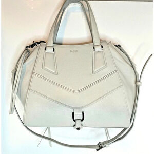 Botkier Trigger ANGLED Satchel Shoulder Bag Purse Light Grey Leather